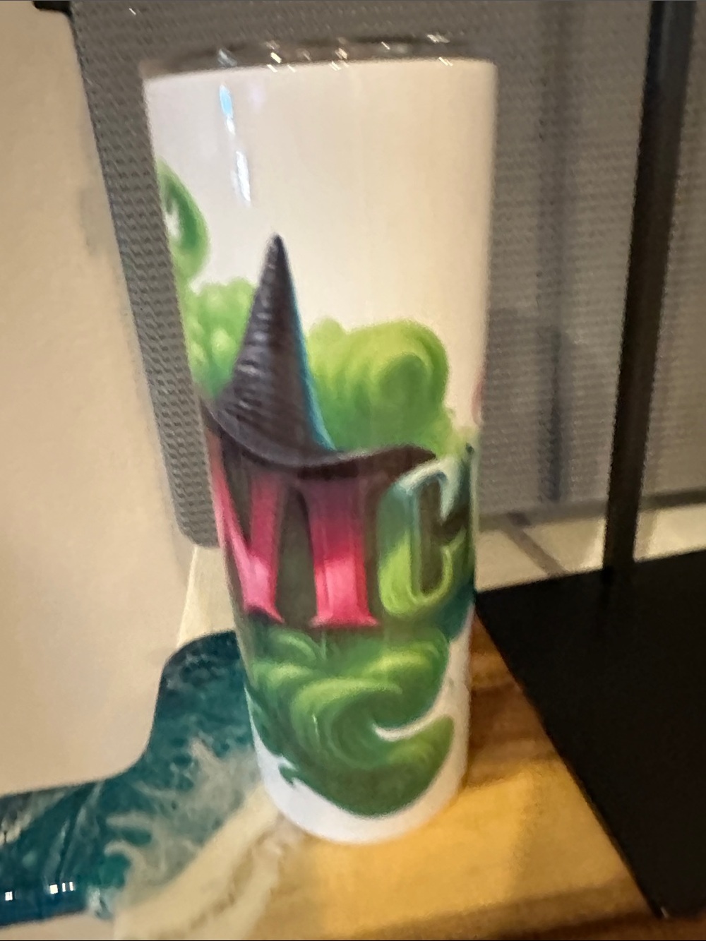 Wicked White and Green Graphic Travel Tumbler -